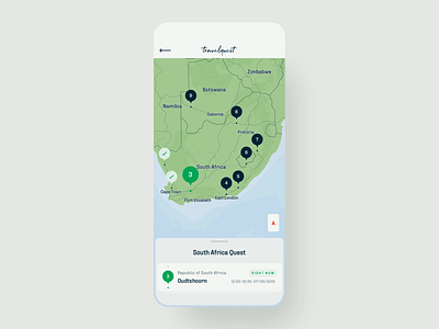 Travel Quest App - 04 - Interaction design action sheet animation details drawer interaction itinerary map motion pull travel