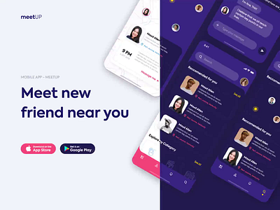 Landing Page - meetUP animation clean colors design landing minimal ui ux web website