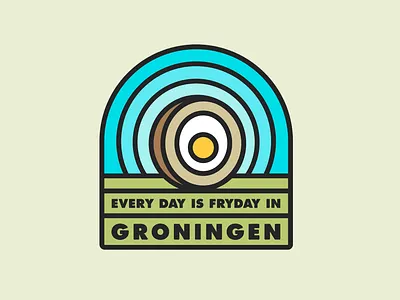 FRYDAY badge egg eggball eierbal fryday groningen icon illustration sticker thicklines typography vector