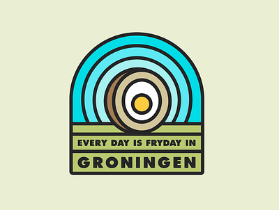 FRYDAY badge egg eggball eierbal fryday groningen icon illustration sticker thicklines typography vector