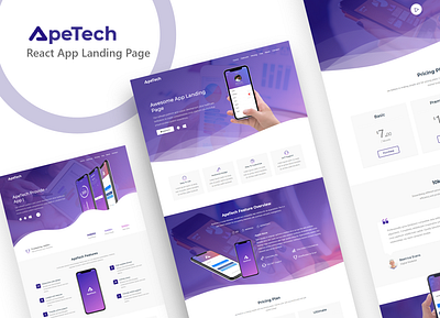 Apetech - React App Landing Page apetech react app apetech react app apetech react app landing page apetech react app landing page branding illustration illustrator landing page design react react app landing page react app landing page template design themeforest typography ui ux web kits website