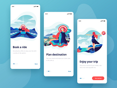 Travel App Onboarding app design exploration gradation gradient hero illustration mboile ui mobile app design mobileapp onboarding onboarding screen travel travel app typography ui ux vector