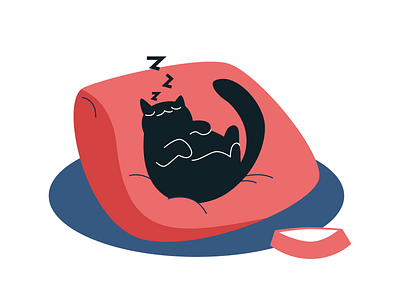 White the black cat. blackcat cat flat design illustration sleep vector