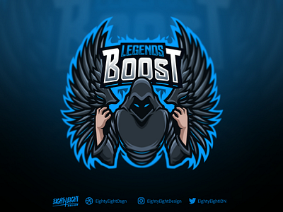 LEGENDS BOOST angel dark dark angel esportlogo esports gaming gaminglogo illustration mascot character mascot design mascot logo mixer sportlogo streamer streamerlogo twitch twitch logo vector