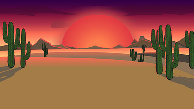 Sunset cactus desert design graphic graphicdesign illustration sunset vector