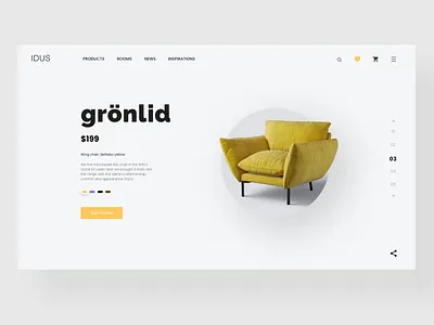 Furniture shop concept beauty bold chair clean decor design ecommerce flat furniture store interior minimalistic product design product page retail shop sofa ui website design whitespace yellow