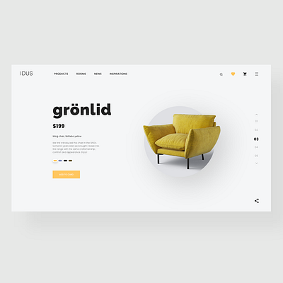 Furniture shop concept beauty bold chair clean decor design ecommerce flat furniture store interior minimalistic product design product page retail shop sofa ui website design whitespace yellow