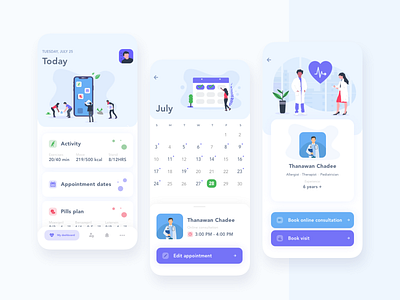 Medical App branding dashboard design health app healthy illustration ios medical medicine medicines minimal mobile patients people ui ux