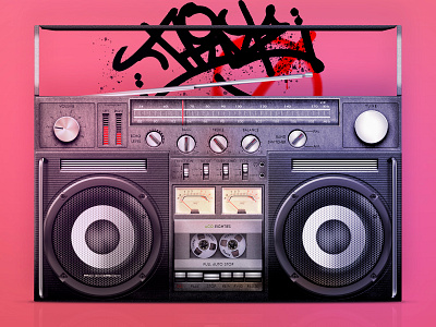 Cassette recorder 1980 80th audio boombox cassette play recorder retro tape ui vector vintafe