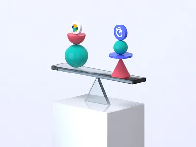 Algolia VS Competitors - 3D Exploration 3d algolia balance c4d compare design experiment illustration minimalist shapes vs