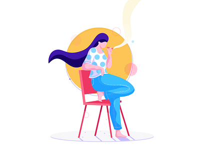 smoking character design colors concept design digital digital illustration flat vector girl illustration smoking vector