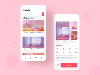 Apartment Rental App clean design colorful app design dribbbler map minimal modern app design product designs real estate rental app travel trend 2019 trending design trending graphics trending ui typography uidesign user experience userinterface uxdesign