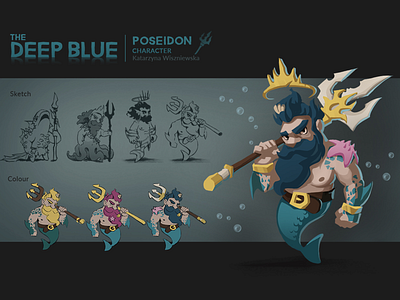 Character Concept: Poseidon cartoon character design concept art mermaid poseidon