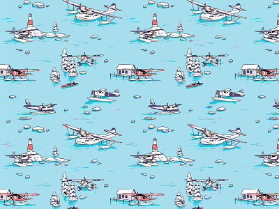 Water planes pattern holidays illustration kids pattern planet surface design surface pattern travel winter