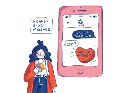 What we eating? candy heart cute homwork illustration love messages phone