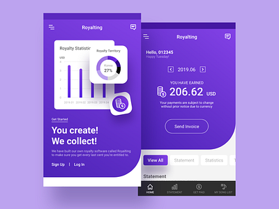 Music Royalty Distribution Service app design ui ux