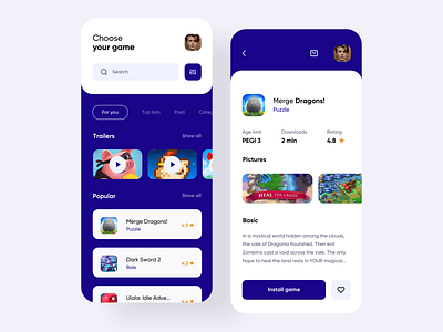 Game Store App app application clean clean ui design game game app game store games interface ios minimalist simple store ui uidesign uiux ux uxdesign