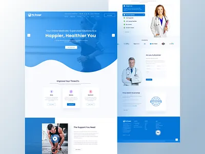 Online Medical Homepage Design branding clean colo design fitness landing page logo medical care minimal typography ui ux web website