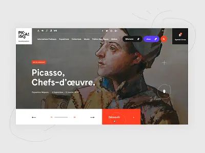 Musée Picasso Paris #1 🎨- Homepage animated animation art art direction artist concept culture design interaction interactive interface museum orange paint picasso typography ui design ux design webdesign website