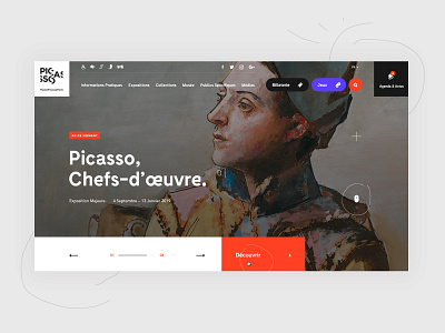 Musée Picasso Paris #1 🎨- Homepage animated animation art art direction artist concept culture design interaction interactive interface museum orange paint picasso typography ui design ux design webdesign website