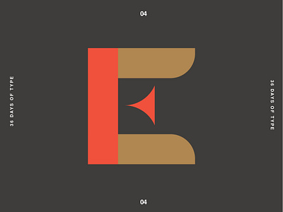 36 Days of Type E 36daysoftype block capital design drop cap e flat geometric gold graphic design icon illustration logo logo design logotype mark red type typeface typography