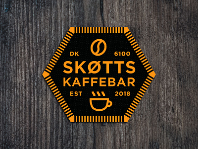 Skøtts Kaffebar sticker badge branding cafe cafe logo coffee coffee bean coffee cup coffee shop coffeeshop copenhagen cozy denmark design flat icon illustration kaffe typography vector