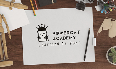 PowerCat Academy | Logo academic art brand branding cat creative design fun graphicdesign illustrator learning logo marketing photoshop power vector