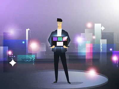 Marketer characterdesign city illustration lights marketer marketing