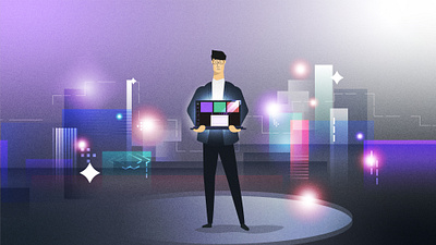 Marketer characterdesign city illustration lights marketer marketing