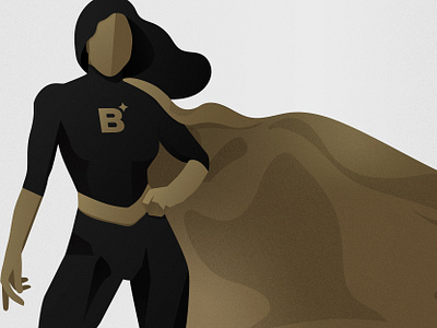 Superhero adobe agency b black brand branded cape digital flat flat illustration gold golden gradient illustration illustrator superpower superwoman texture vector woman