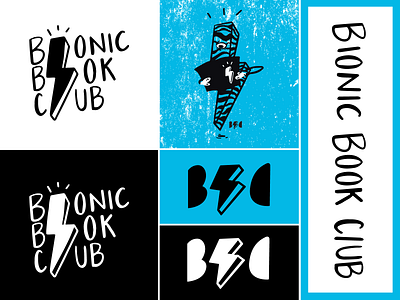 Bionic Book Club book club books branding comic comics digital design digital drawing digital painting distress drawing hand made illustrated illustration ipadpro lightning bolt logo logo design logo mark procreate