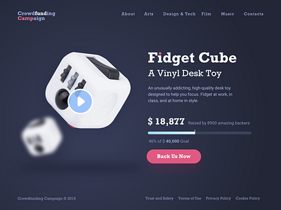 Crowdfunding Campaign #DailyUI #day032 032 campaign crowdfunding crowdfunding campaign dailyui design donate fidget fundraising interface landing landing page progress ui ux web webdesign