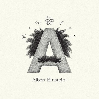 Neurodiversity - A - Albert Einstein a albert einstein atom brushes grainy hair illustrator math mustache science science illustration space symbols