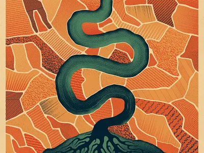 Mumford & Sons Phoenix, AZ Poster crops dan kuhlken delta dkng dkng studios farm farmland geometric illustration mumford and sons nathan goldman ocean poster river screen print silkscreen snake vector