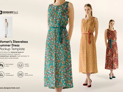 Women sleeveless summer dress mockup cloth clothing mockup design dress fabric mockup female female fabric lady dress mockup mockup pattern pattern mockup photoshop print printable psd sleeveless summer template texture mockup