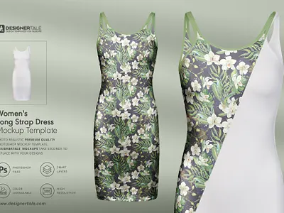 Women's Long Strap Dress Mockup cloth mockup designertale dress female feminine lady long dress mock up mockup mockup psd mockups modern new photoshop presentation print printable showcase texture womand dress