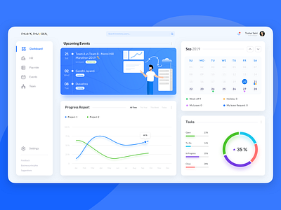 Project Management Dashboard calendar crm crm portal dashboad dashboard design events hr human resources payroll saas tasks team vector website