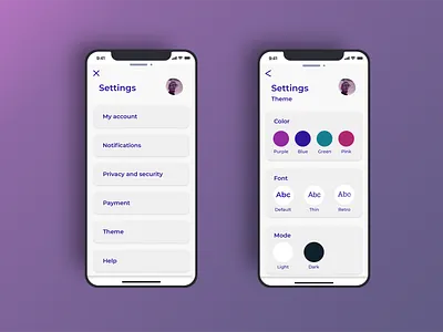 Daily UI 007 Settings daily ui dailyui design flat gradient graphic design interaction design minimal mobile mobile app design mobile ui ui ux vector