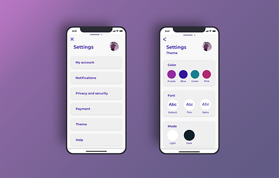 Daily UI 007 Settings daily ui dailyui design flat gradient graphic design interaction design minimal mobile mobile app design mobile ui ui ux vector