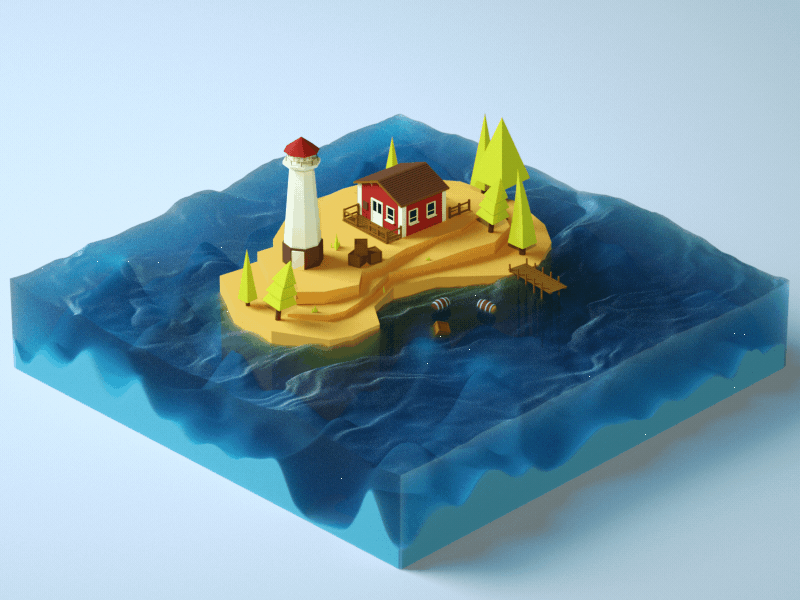 Lighthouse 3d 3d animation after effects animation cinema 4d cinema4d design illustration isometric isometric city isometric design isometry lighthouse sea