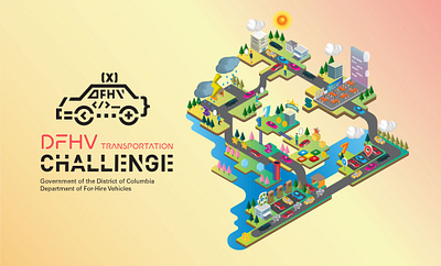 DFHV Hackathon Illustration dc map event illustration graphicdesign hackathon illustration isometric isometric illustration map