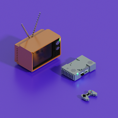 The good old days 3d 3d art illustration isometric magicavoxel pixel pixelart playstation voxel voxel art voxelart