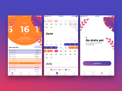 Period Tracker Concept design illustration logo mobile app mobile app design purple sketch typography ui ux vector