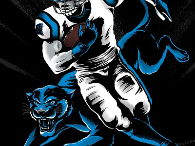 Carolina Panthers Illustration brush carolina football halftone illustration instagram nfl panther panthers running running back social media sports