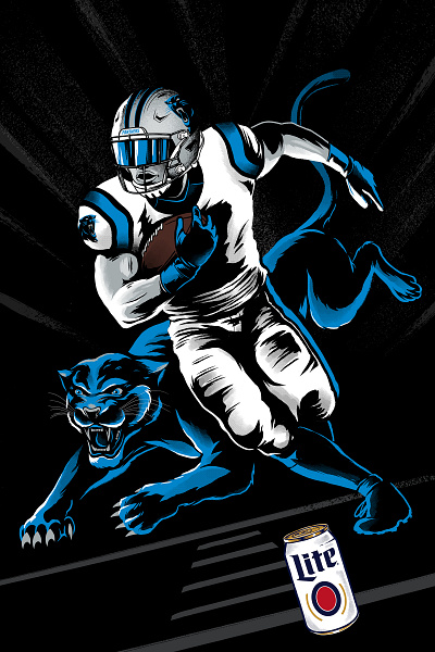 Carolina Panthers Illustration brush carolina football halftone illustration instagram nfl panther panthers running running back social media sports