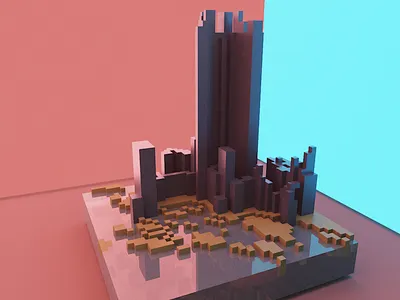 3D modeling - Futuristic Neon City 3d 3d modeling city magicavoxel neon sci fi