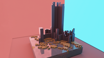 3D modeling - Futuristic Neon City 3d 3d modeling city magicavoxel neon sci fi