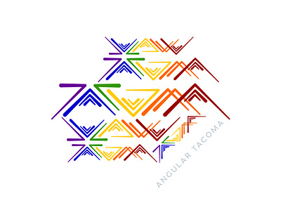 AngularTacoma - modern rainbow collage branding design typography