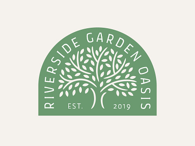 Garden Society Logo badge branding cream flat garden green icon illustration leaf leaves logo natural nonprofit organic probono society tree vector