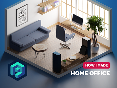 Home Office Tutorial 3d blender design diorama illustration isometric model render room tutorial